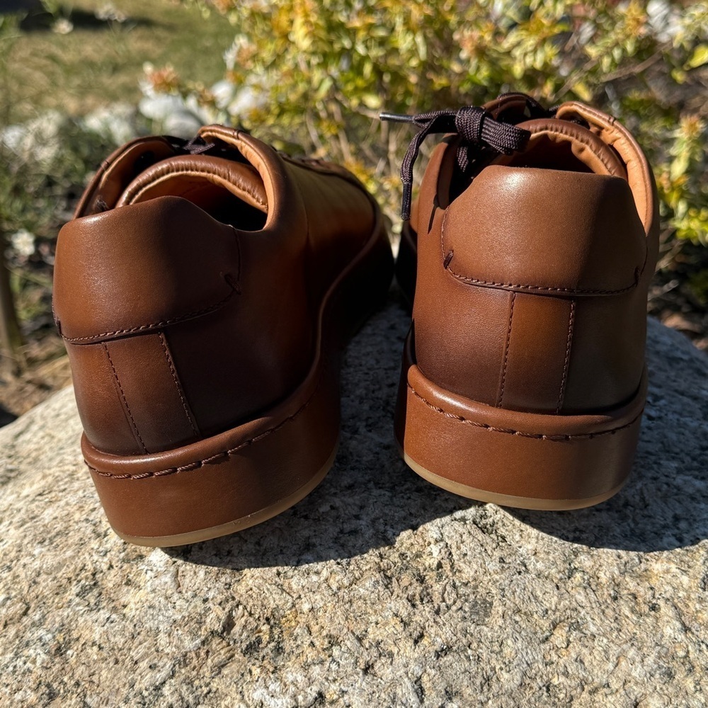Allen Edmonds Men's Barnes Leather Low Top Sneakers Coffee Brown 12D Casual $375 - Picture 5 of 12
